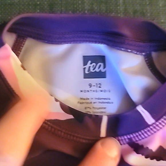 Like New Tea Collection Purple TWO Piece Flamingo Print Swimsuit - Picture 2 of 4